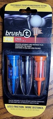 Brush T Golf Pro 3 Pack Tees Assorted 3-Wood, Driver, and Oversize - New In Pack - Image 1 of 2