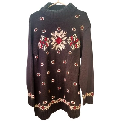 De Colección Jones New York Sport 1X Suéter Cuello Alto Lana Mohair Negro Rojo Blanco Esquí  Foto 1 de 4