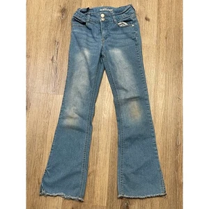 Jeans Wallflower bambina bambino taglia 12 lavaggio chiaro svasato orlo sfilacciato denim - Foto 1 di 6