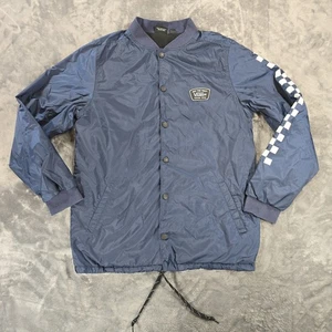 Vans Coaches Jacket Mens S Navy Checkerboard Windreaker Softshell Snap VTG - Picture 1 of 12