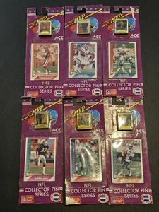 Lote de 6 Pin Coleccionista NFL Serie 1991 ACE Novedad con Tarjeta Marino Montana Aikman - Imagen 1 de 8