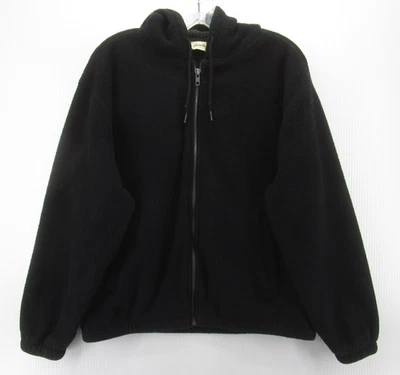 Chaqueta DE COLECCIÓN Eddie Bauer Mujer Mediana Negra Sherpa Polar Sudadera con Capucha Años 90 Hecha en EE. UU.* Foto 1 de 4