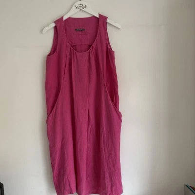Vestido de lino Backstage rosa lino Lagenlook sin mangas talla S Foto 1 de 4