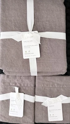 Edredón Pottery Barn Belga Lino King y 2 fundas estándar en Café Noir Foto 1 de 3