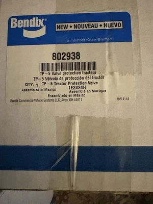 ~ VÁLVULA DE FRENO DE PROTECCIÓN DE TRACTOR BENDIX GENUINA NUEVA TP-5 p/n - 802938 Foto 1 de 4