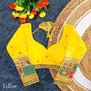 Party wear long sleeves padded blouse Indian style Readymade lehenga blouse - Picture 1 of 12