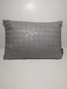 FRYE Woven Faux Leather Pillow Gray Rectangular 20 x 14 Excellent Condition - Picture 1 of 9