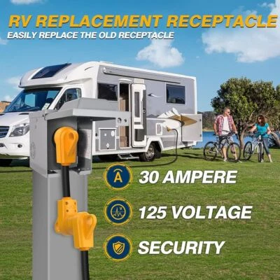 Heavy Duty Caravan Power Plug 125 Volt RV Receptacle Plug Camper Plug Adapter - image 1 of 4