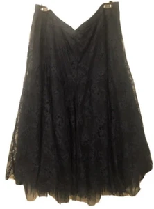 Anthropologie Tulle Lined Lace Midi Skirt Blue Size L And XL - Picture 1 of 11