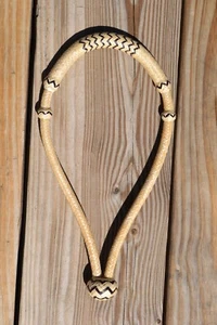 3/8" Braided Light Natural Rawhide w/Black Details Bosal Stiff Core - 12P (B) - Picture 1 of 3