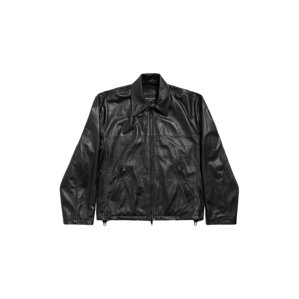 BALENCIAGA $4450 Black Nano BB Leather Jacket New & Authentic - Image 1 of 1