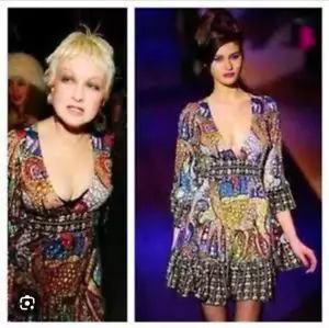Rare Vintage BETSEY JOHNSON Bambi Colorful Bell Sleeves Mini Dress Size AU8/UK4 - Foto 1 di 9