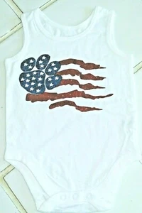 Baby Garanimals 1 pc Baby Snap Tee Patriotic Glitter Paw Flag Size 12M New - Picture 1 of 2