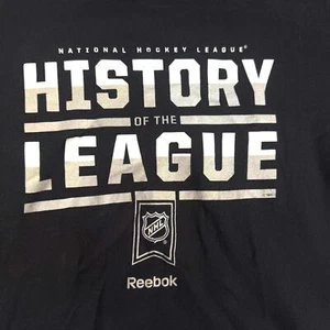 Reebok NHL History of the League T-Shirt Black Size L Hockey Logos Graphic Tee - Picture 1 of 5
