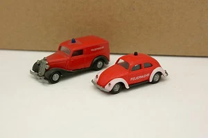Praline 1/87 HO - Lotto Di 2 VW Maggiolino + Mercedes 170V Pompiers Feuerwehr - Foto 1 di 1