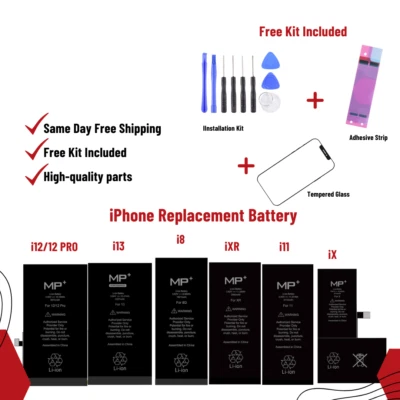 For iPhone Battery Replacement Kit w/ Tools and Tempered Glass Screen Protector - Image 1 of 2