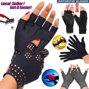 Compression Copper Arthritis Gloves Hand Brace for Finger Pain Relief Support L6 - Picture 1 of 20