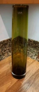 LSA International Green Polish Art Glass Tall Conical Vase 44cm MCM RETRO STYLE  - Picture 1 of 21