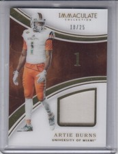ARTIE BURNS 2016 Immaculate Collegiate Numbers Jersey #8 18/25 Miami Hurricanes