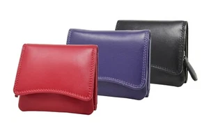 Womens Soft Leather Trifold Purse Small Clutch Style Card Holder Carmel - Picture 1 of 25