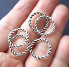 12pcs-14mmX14mm twisted silver ring connector