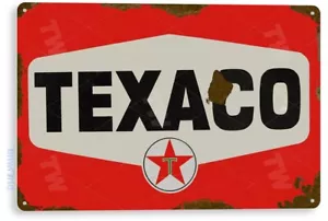 TIN SIGN Texaco Red Rust Oil Gas Station Car Service Auto Shop Garage A644 - Picture 1 of 3
