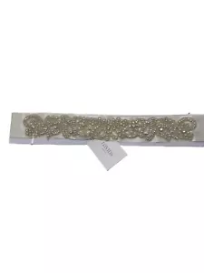 Cinturón de autocorbata formal de cristal de marfil para boda Davids muy embellecedor - Imagen 1 de 4