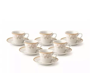Lorren Home Trends - Rosalia Gold floral - Service für 6 Espressotassen & Untertassen - Bild 1 von 3