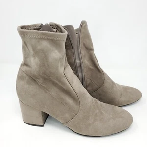 Unisa Ankle Booties Womens 7M Brown Faux Suede Block Heel Bootie Unmyllo Zip Up - Picture 1 of 7