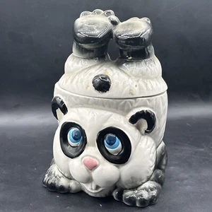 Vintage National Silver Co Upside Down Panda Cookie Jar - Picture 1 of 7