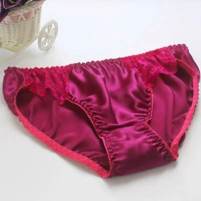 3对/套装女式100%丝绸性感内裤比基尼内衣裤高帮 — 第 1/4 张图片
