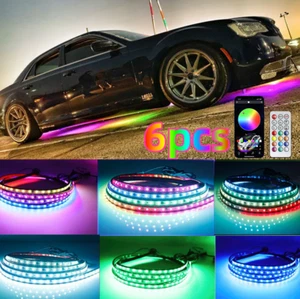 6x Multicolor RGB Underglow LED Kit Neon Strip Light APP For Chrysler 300 300C - Picture 1 of 14