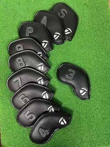 10Pcs TaylorMade Golf Iron Head Covers High-grade Leather Magnetic 3-9+PAS - Picture 1 of 2