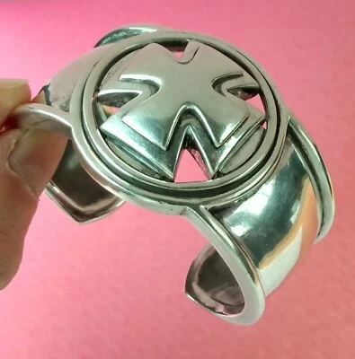 PULSERA BRAZALETE BRAZALETE CRUZ MALTÉS CORDÓN GUIJARROS BARRY PLATA ESTERLINA TALLA SM Foto 1 de 4