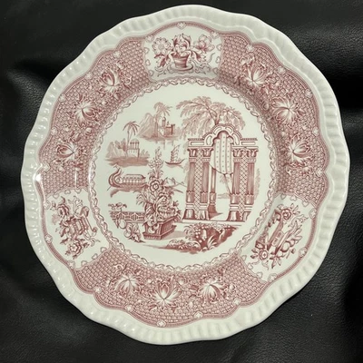 Spode Pagoda Dinner Plate Red Archive Regency Cranberry  10.5" - Image 1 of 4