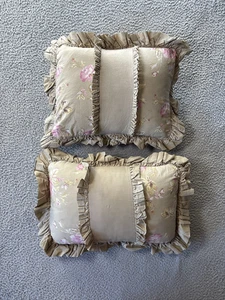 Simply Shabby Chic Rachel Ashwell Accent Pillows (2) Castle Rose Mocha & Pink - Picture 1 of 7