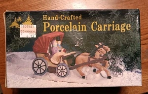 Carrozza 2 cavalli in porcellana dipinta, con scatola, 1994, ottime condizioni - Foto 1 di 11