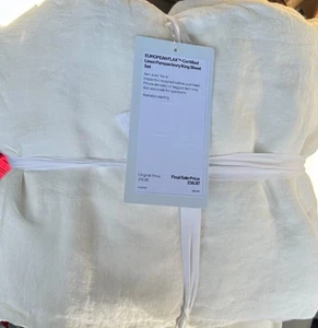 New Crate & Barrel European Flax Linen King Size Sheet Set Ivory $319 - Picture 1 of 1