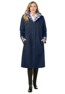 Jessica London Women's Plus Size Contrast Hood Raincoat - Image 1 of 4