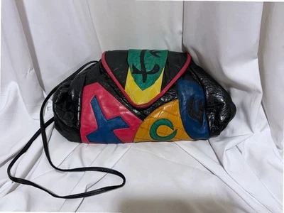 Bolso Bandolera Colorbock Vintage Años 90 Bolso sin asas Croc Repujado Foto 1 de 4