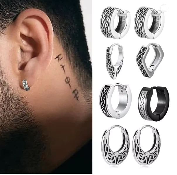 NKlaus Einzel-Ohrring – Keltische Creole In Gothic-Design, Vergoldet, 14 Mm Durchmesser, Aus Messing