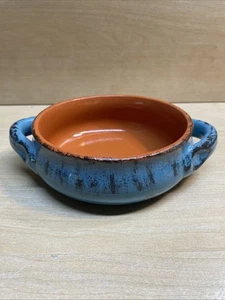 De Silva rustikal & babyblau orange glasiert Kasserolle mit Griffen Made in Italy - Bild 1 von 5