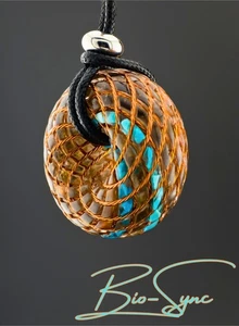Torus "Auric Tide" Vortex Energy Pndt Kingman Turquoise, Peruvian Opalina Amber  - Picture 1 of 5