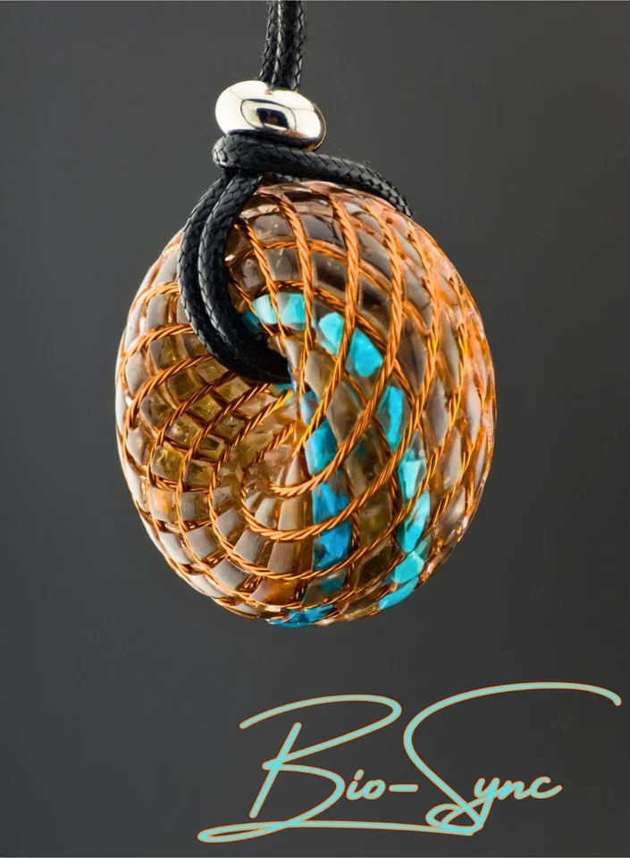 Torus "Auric Tide" Vortex Energy Pndt Kingman Turquoise, Peruvian Opalina Amber  - Image 1 of 4