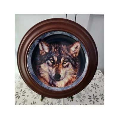 Vintage 1995 Bradford Exchange Mystic Spirit“Silent Encounter”Wolf Plate w/Frame - Image 1 of 4