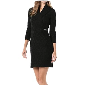 Calvin Klein Damen Pulloverkleid Zopfmuster Größe L Schalkragen Old Money schwarz - Bild 1 von 9