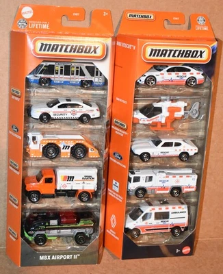 Matchbox 5 Pack MBX RESCUE V & MBX AIRPORT II LOT OF 2 NEW - Image 1 of 4
