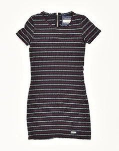 SUPERDRY Womens Bodycon Dress UK 10 Small Multicoloured Striped Cotton SH15 - Picture 1 of 3