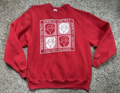 Vintage Crewneck Sweatshirt AMERICAN GREETINGS Red Fruit Of The Loom Heavy XL - Image 1 of 4