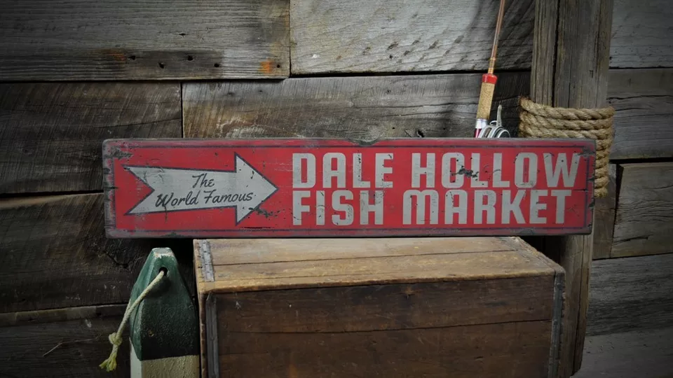 Custom Fish Market Lake House Sign - Rustic Hand Made Wooden Sign - Image 1 of 1